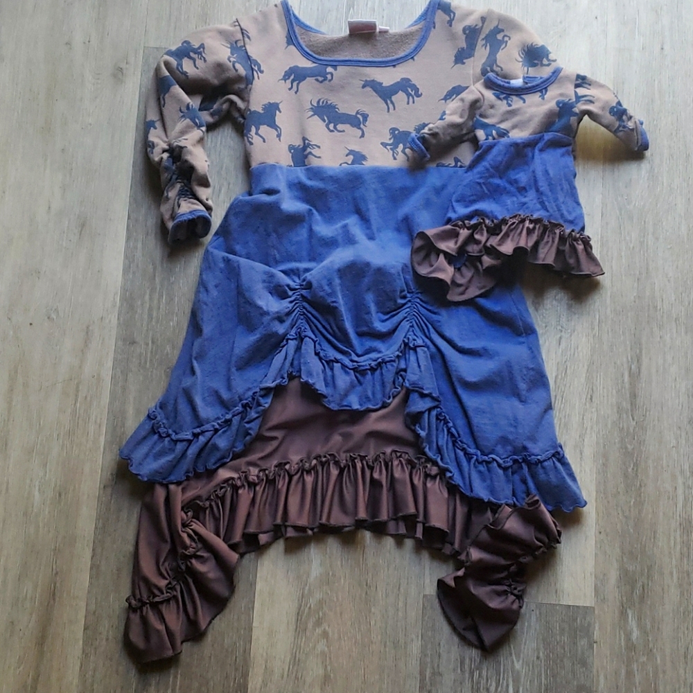 Lilli lovebird dress with matching doll dress
